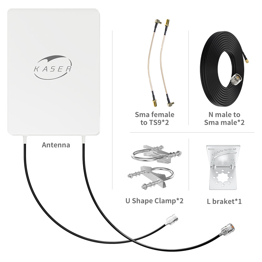 KASER 5G-Antenne, externes Panel Mimo N78, 3300–3800 MHz, Verstärkung bis zu 15 dBi, 10 m Kabel – V4