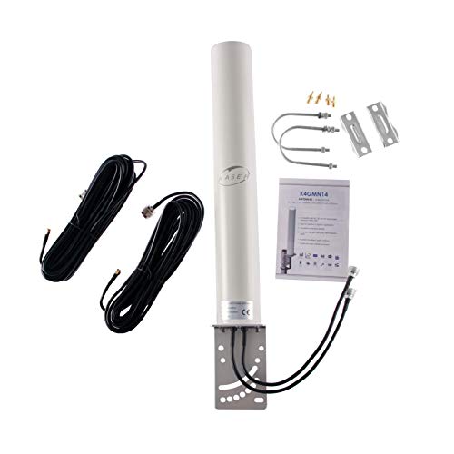 KASER 4G LTE External Mimo Omnidirectional Antenna 698-2700 MHz with SMA TS9 Connector | Gain Up to 12 dBi (2x10M Cable)